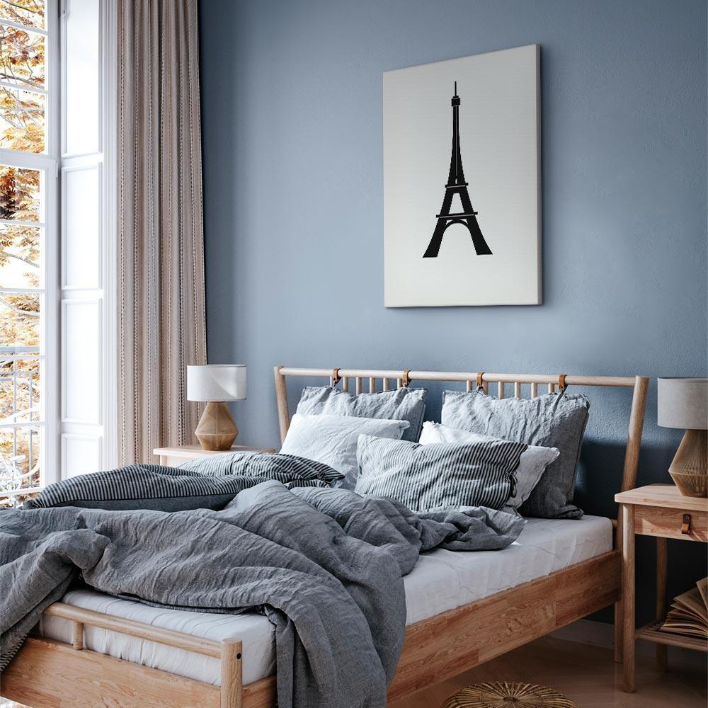 Leinwandbild - Eiffel Tower Simple Graphics in Black and White
