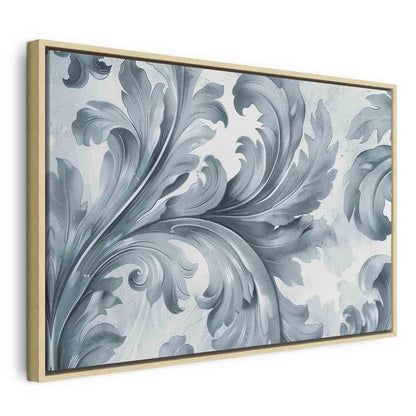 Leinwandbild - Stone Baroque Ornaments in Light Shades of Gray-Blue Artgeist