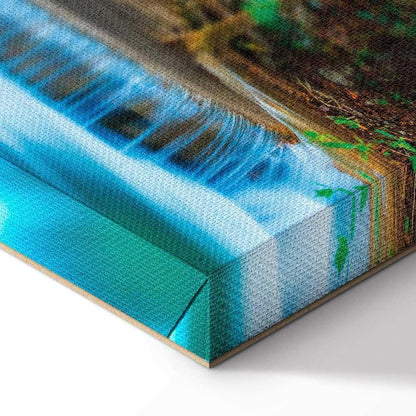 Leinwandbild - Blue Waterfall in Kanchanaburi, Thailand