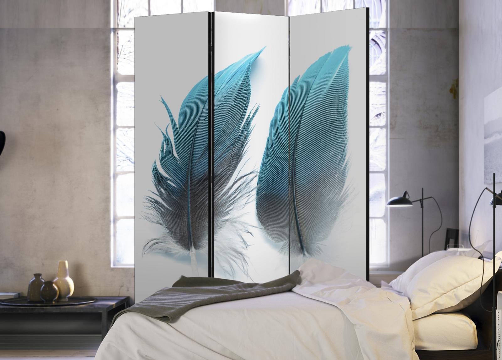 Paravent - Blue Feathers Artgeist