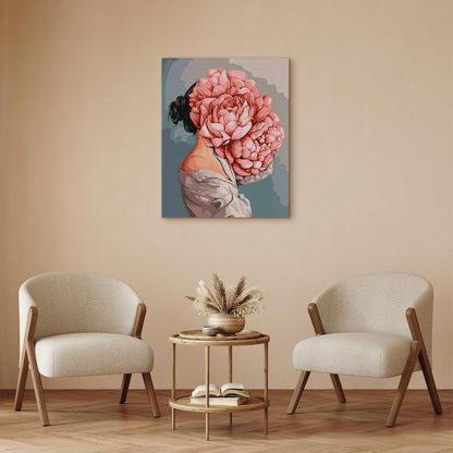 Malen nach Zahlen - Hidden behind peonies