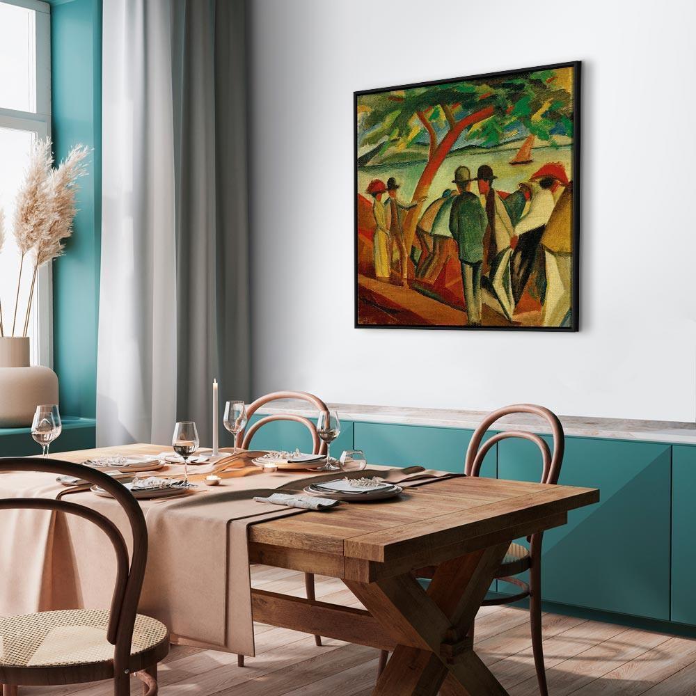 Leinwandbild - August Macke – Spaziergänger am See