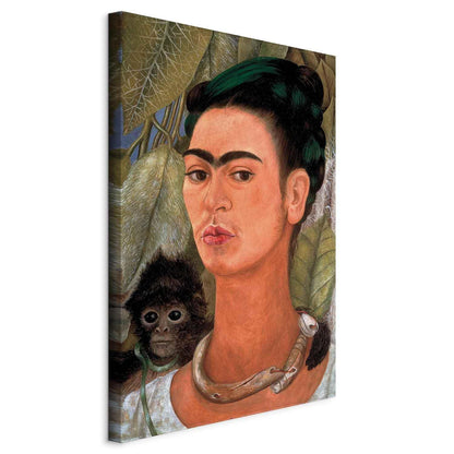 Leinwandbild - Frida Kahlo – Self-Portrait with Monkey