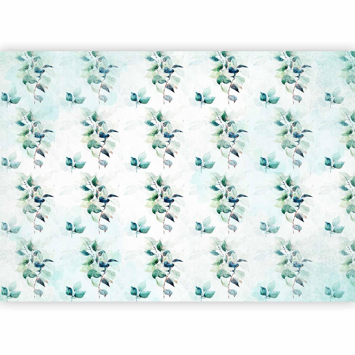 Fototapete - Mint nature - uniform pattern in floral motif with green leaves
