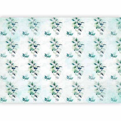 Fototapete - Mint nature - uniform pattern in floral motif with green leaves
