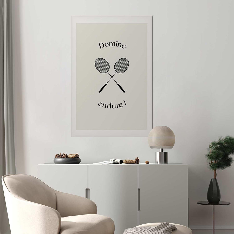 Poster - Summer Games - Badminton Rackets on a White Background Artgeist