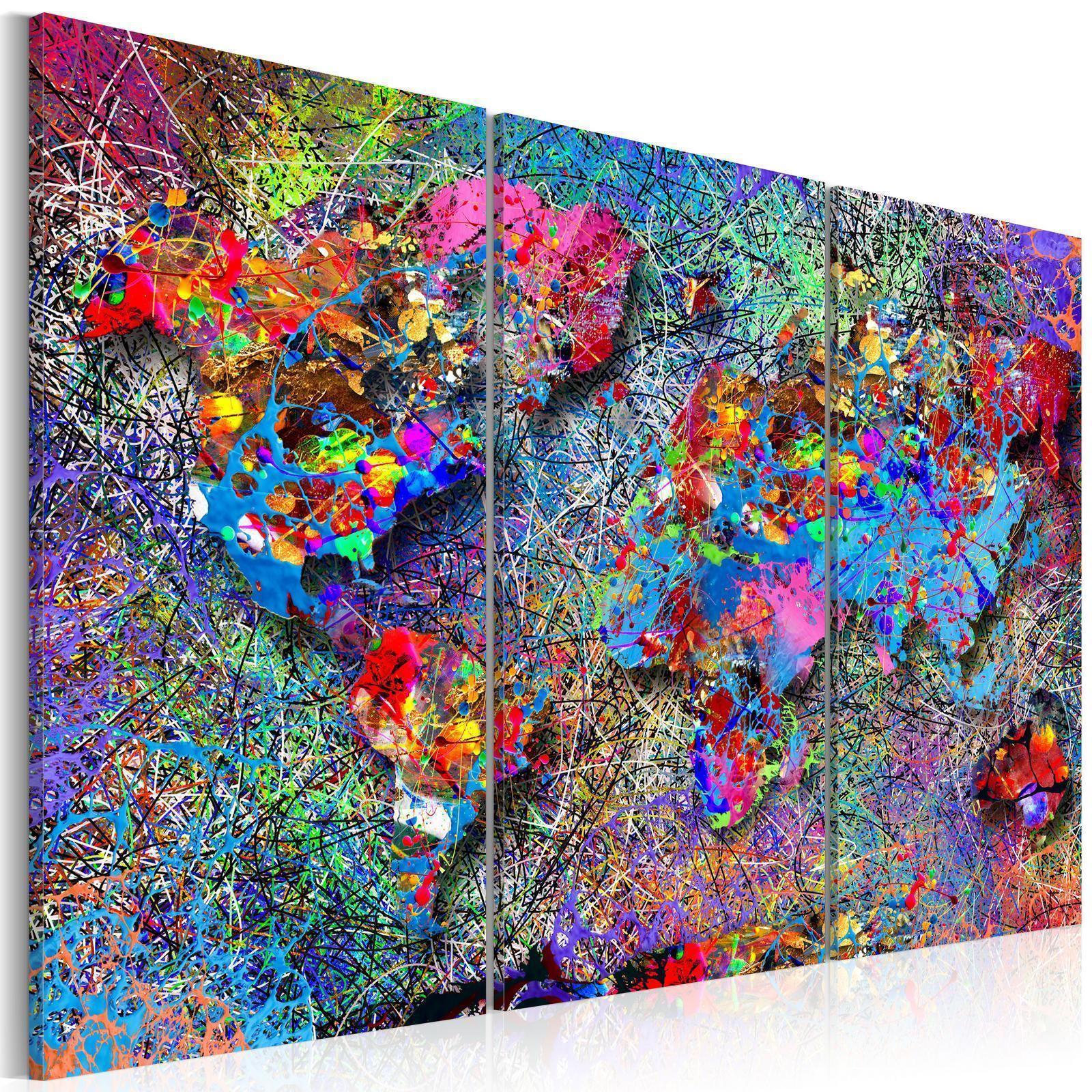 Leinwandbild - World Map: Colourful Whirl Artgeist