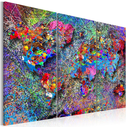Leinwandbild - World Map: Colourful Whirl Artgeist