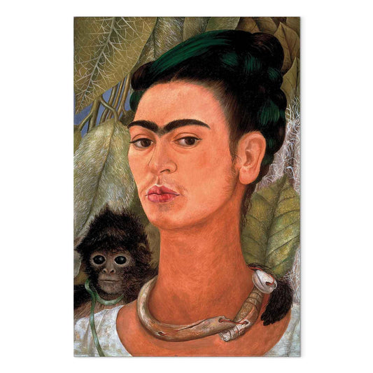 Leinwandbild - Frida Kahlo – Self-Portrait with Monkey