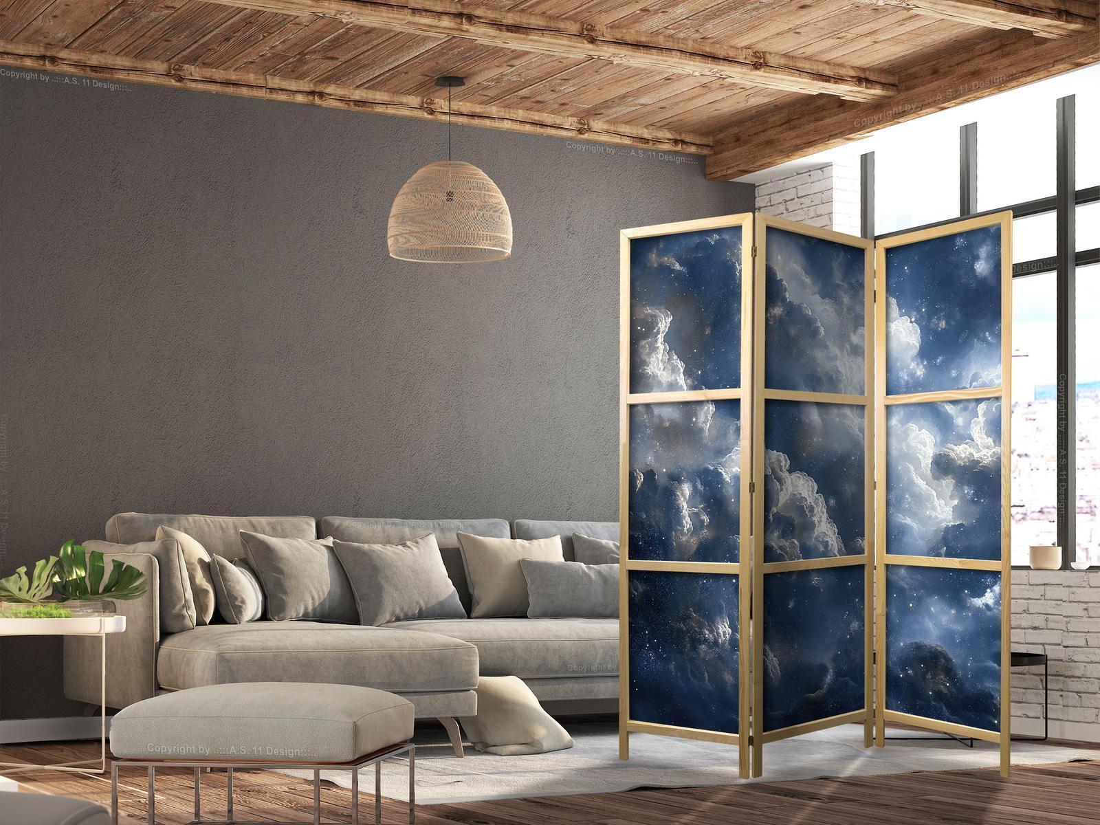Japanischer Paravent - Astronomical Wonders: Clouds and Stars in Harmonious Combination Artgeist