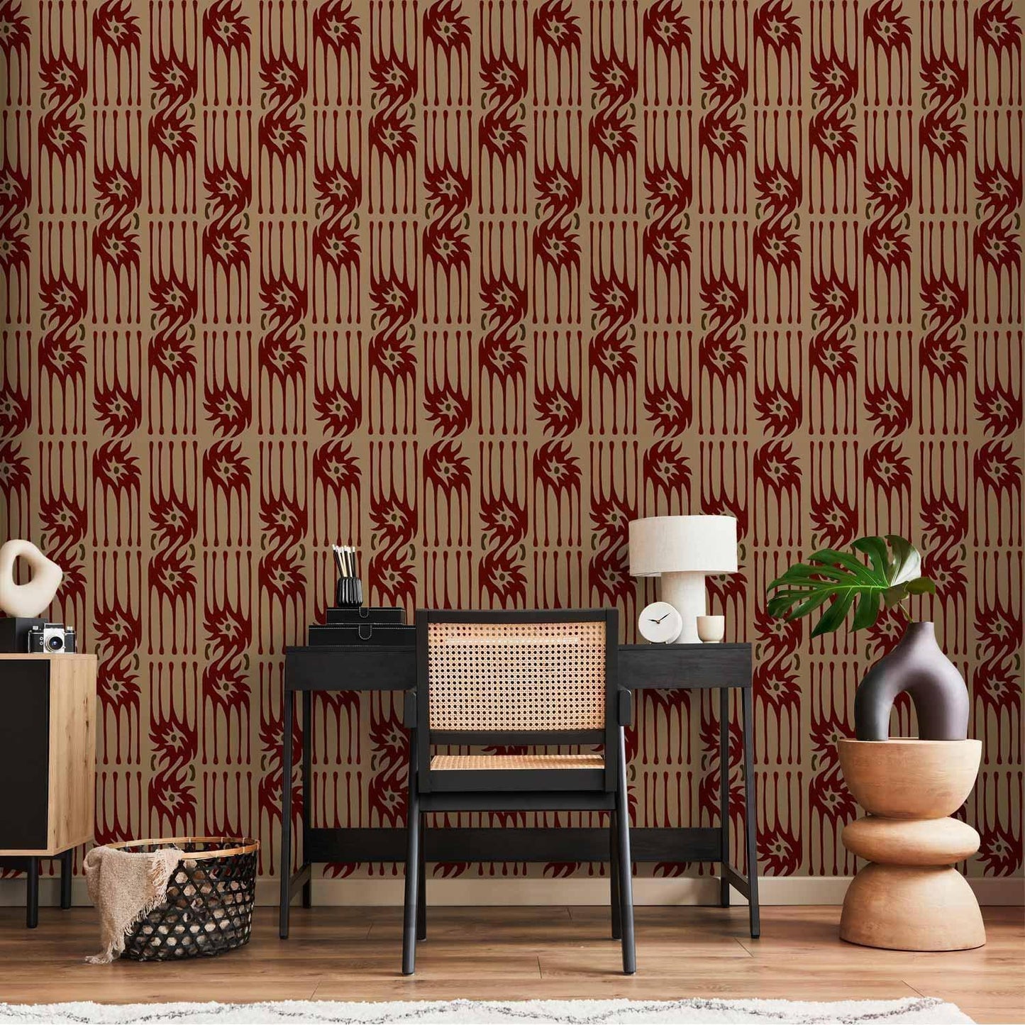 Tapete - Red claws – irregular shapes on a paper background