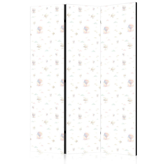 Paravent - Watercolor - Colorful Balloons and Airships Against Colorful Clouds