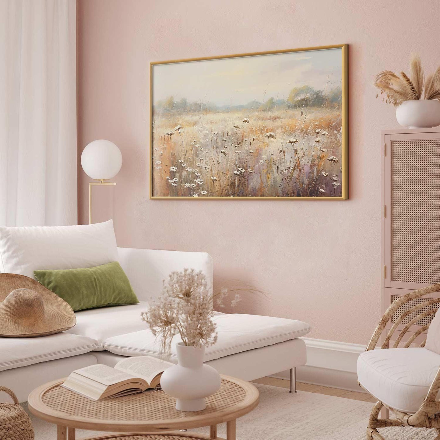 Poster - Impressionist meadow – field landscape in a pastel colour palette