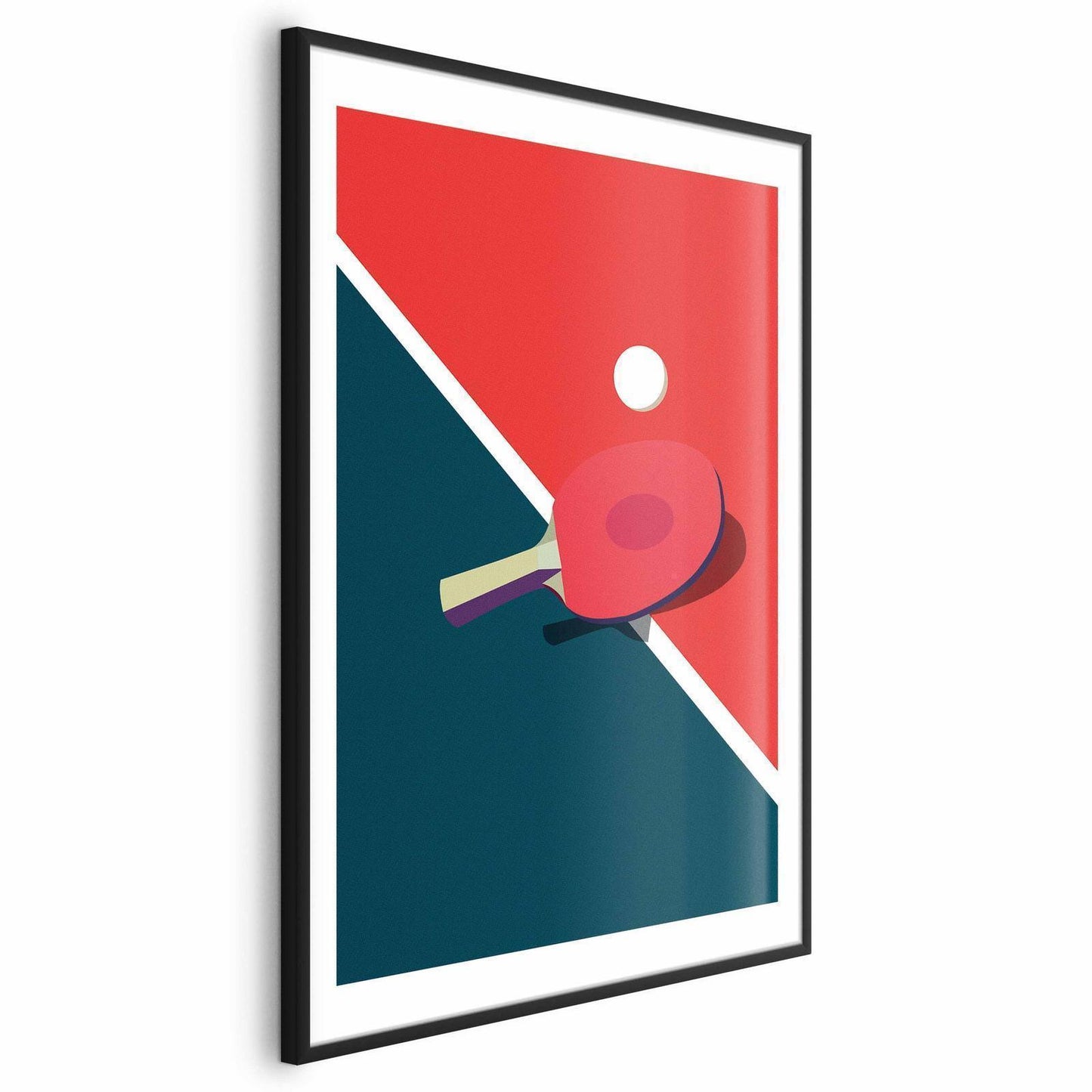 Poster - Table Tennis - Ball and Racket on a Table Artgeist