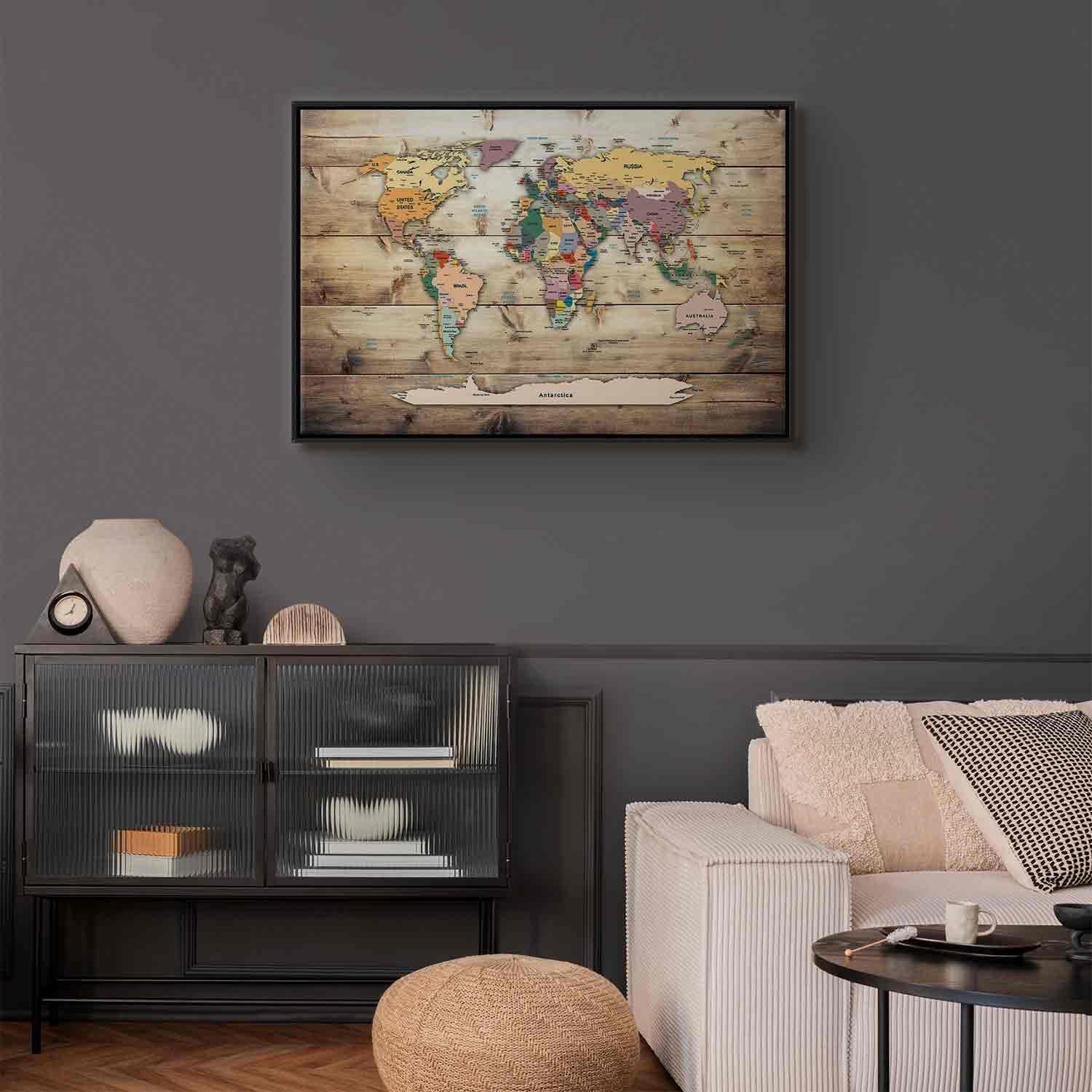 Leinwandbild - World Map: Colourful Continents Artgeist