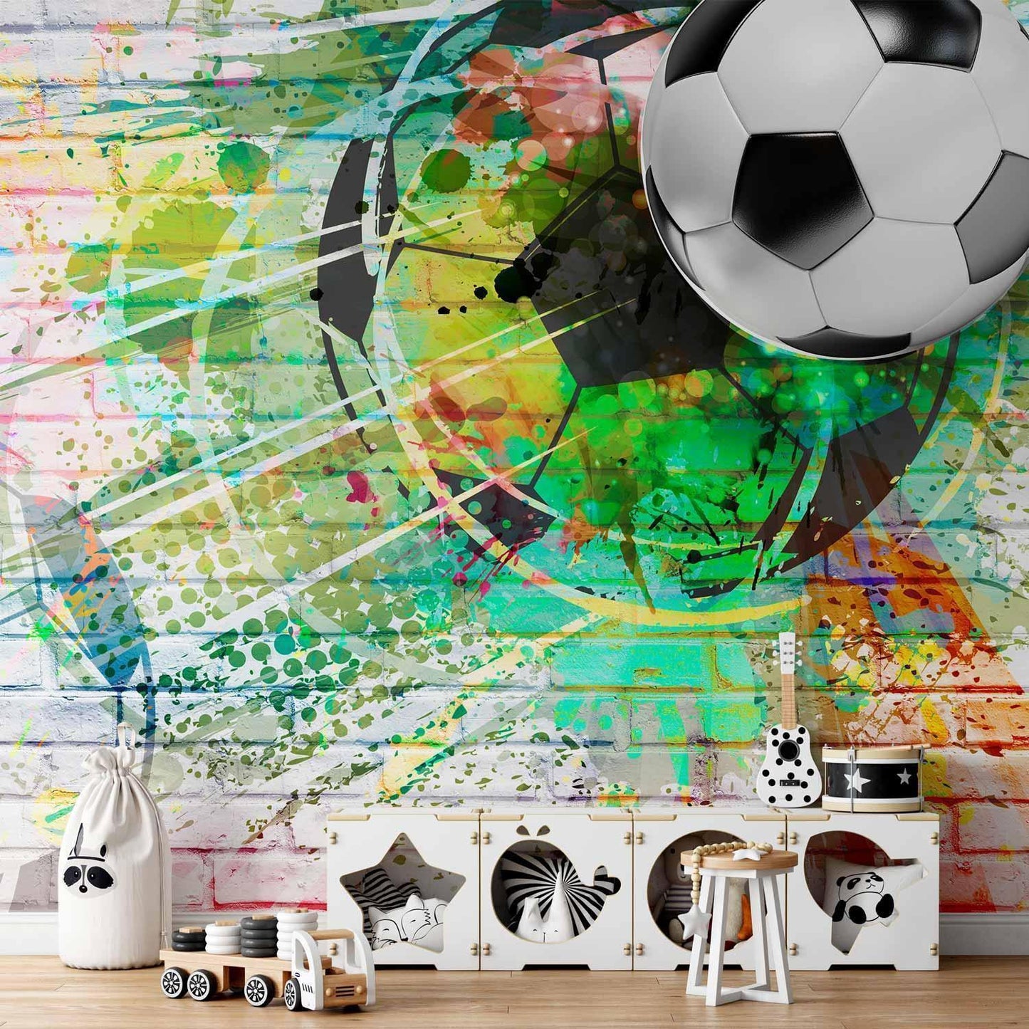 Fototapete Farbenfroher Sport - Moderne Sportgrafik für aktive Räume