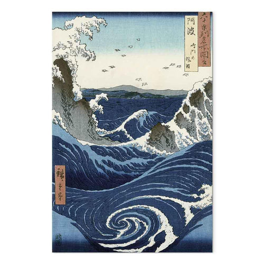 Leinwandbild - Utagawa Hiroshige – View of the Naruto whirlpools at Awa