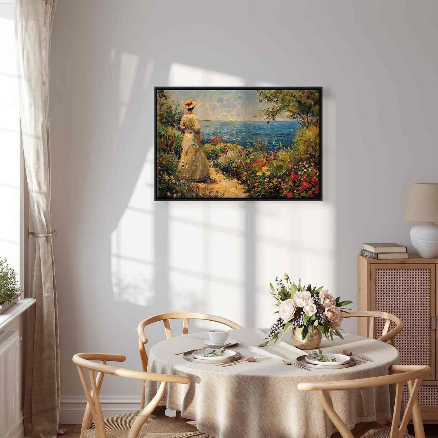 Leinwandbild - Nostalgic impression - a pensive woman contemplating