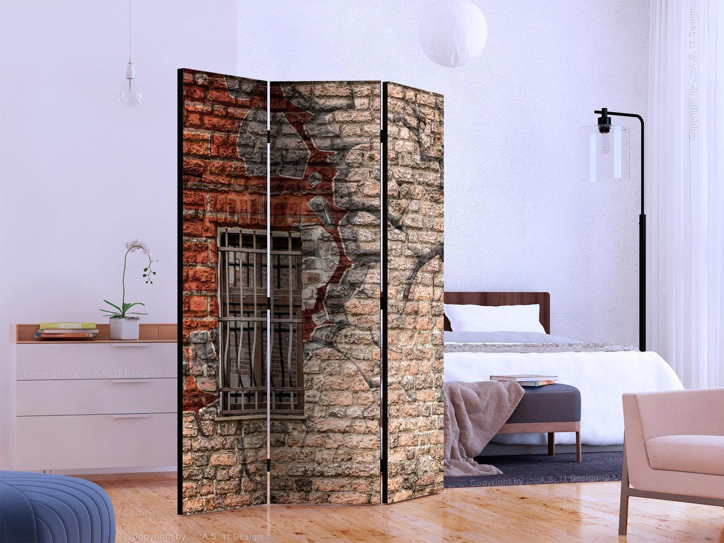 Paravent "Mauer Durchbrechen" – Urbaner Loft-Stil für moderne Räume