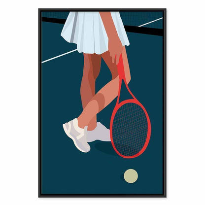 Leinwandbild - Female Tennis Player With a Red Racket on the Court - Graphics