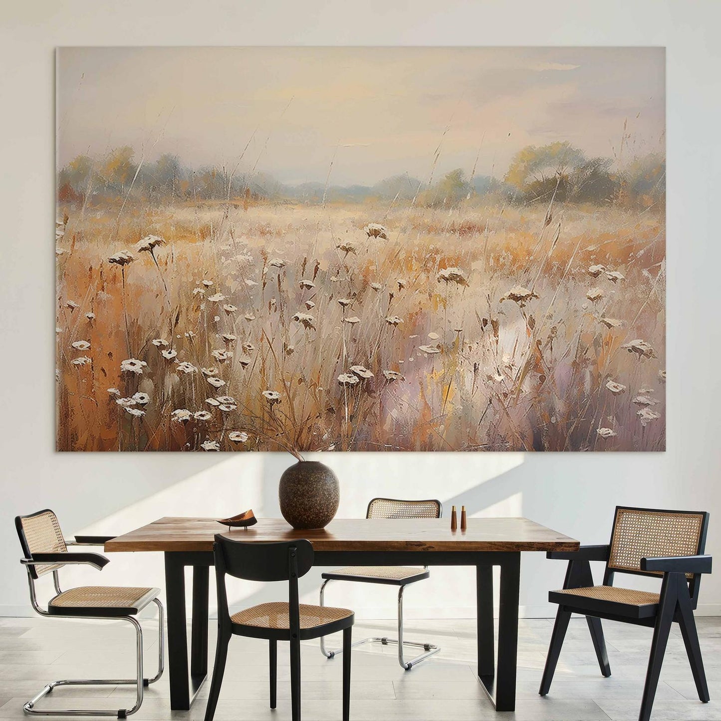 Wandbild XXL - Impressionist meadow – field landscape in a pastel colour palette