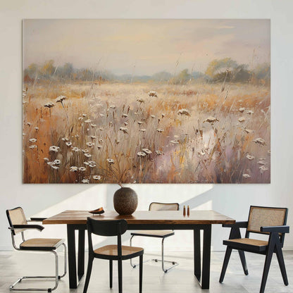 Wandbild XXL - Impressionist meadow – field landscape in a pastel colour palette