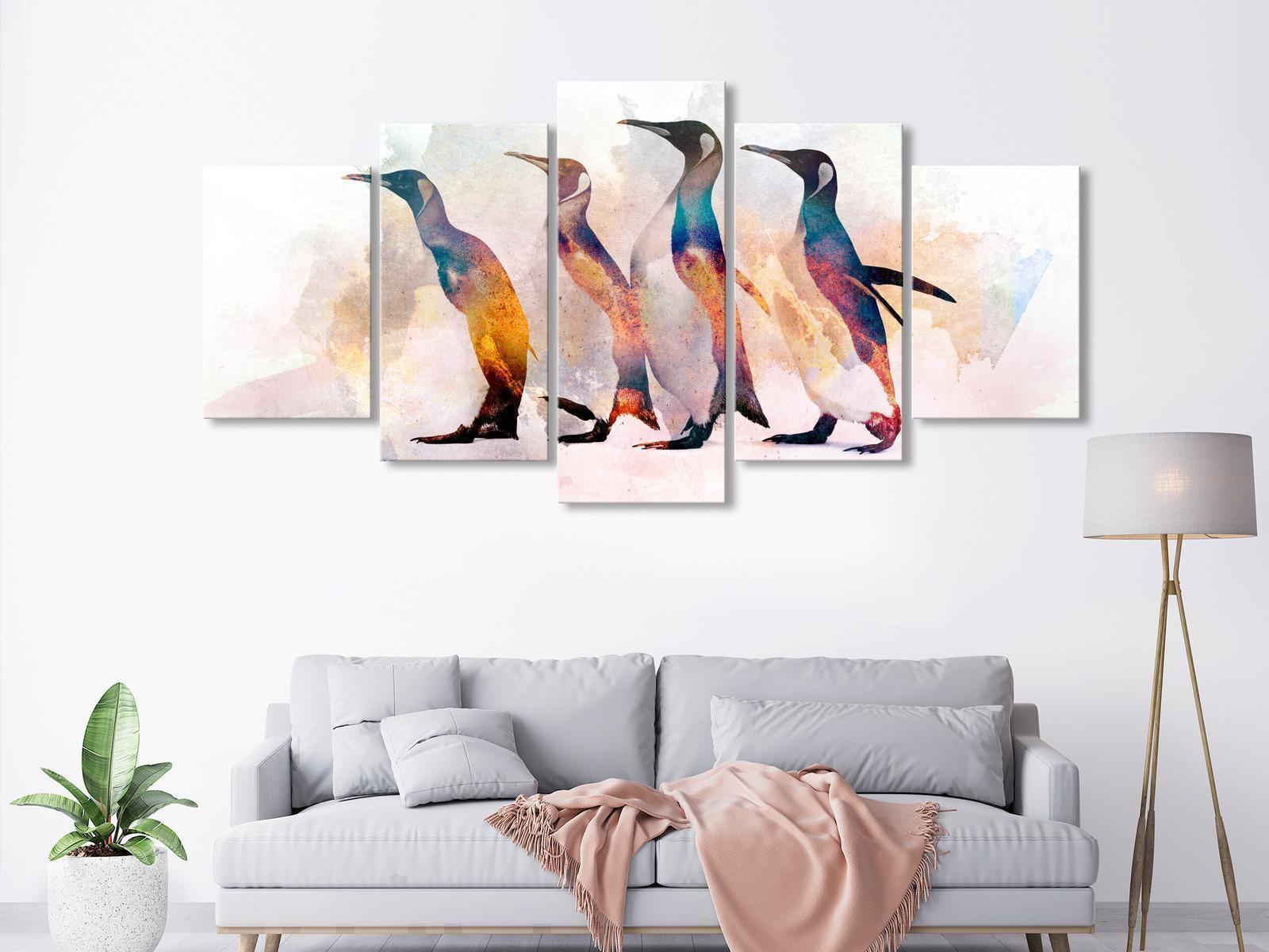 Leinwandbild - Penguin Wandering (5 Parts) Wide Artgeist