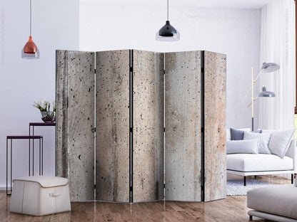 Room divider featuring "Old Concrete II" design, foldable and versatile for modern interiors.