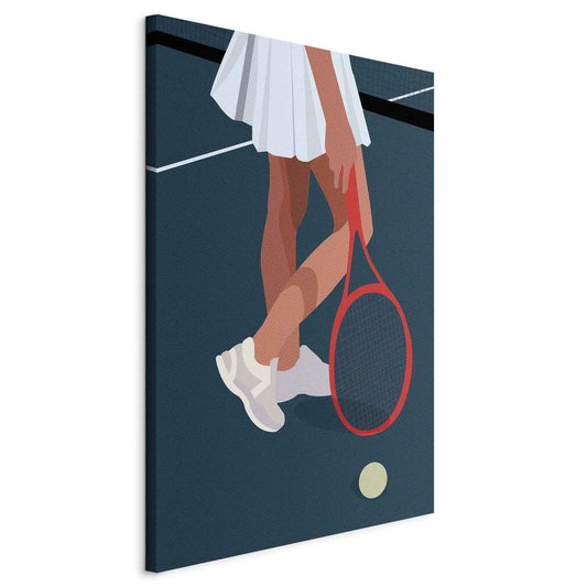Leinwandbild - Female Tennis Player With a Red Racket on the Court - Graphics Artgeist