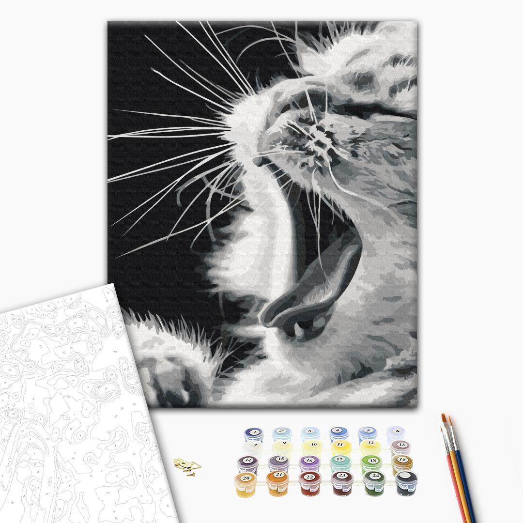 Malen nach Zahlen - Yawning Kitten