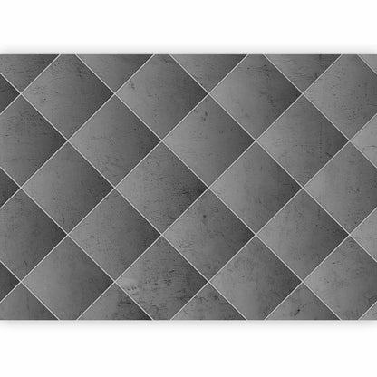 Fototapete - Grey symmetry - geometric concrete pattern with white joints