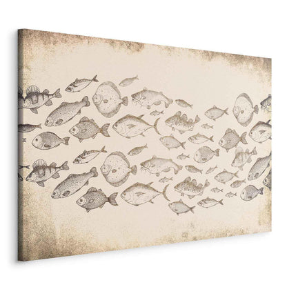 Leinwandbild Fische Japandi-Stil – Minimalistische Wandkunst