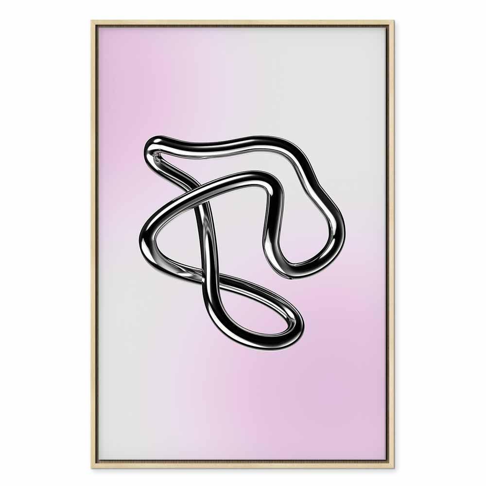 Leinwandbild - Silver Intricacies - Fluid Metallic Figure on a Gradient Background