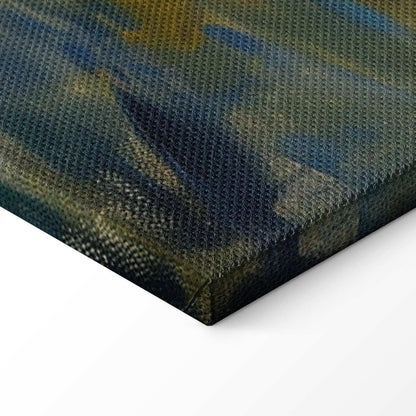 Leinwandbild - Boat crossing - painting of two women sailing a boat on a river