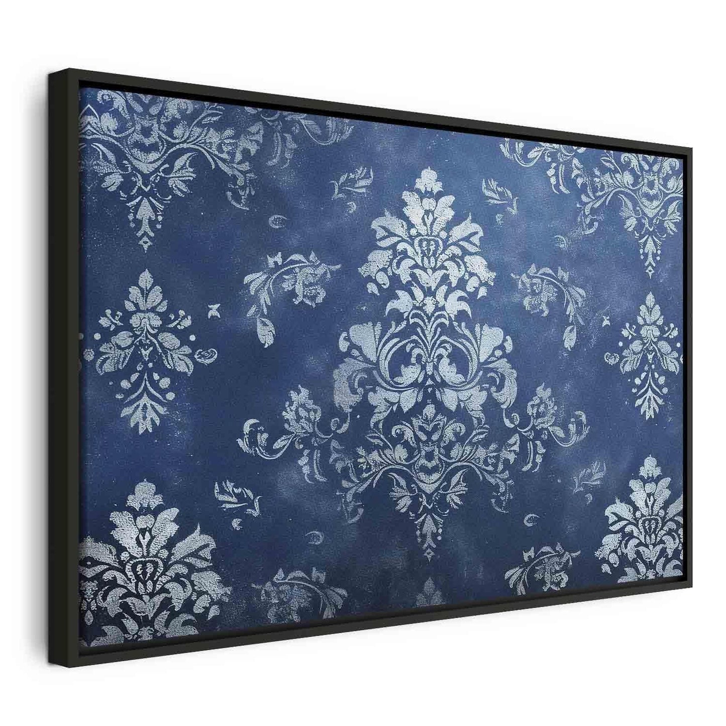 Leinwandbild - Retro Ornament Decorative Motif in Worn Blues Artgeist