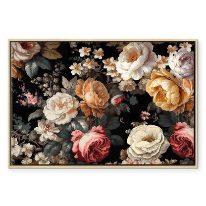 Leinwandbild - Colourful flowers on a black background