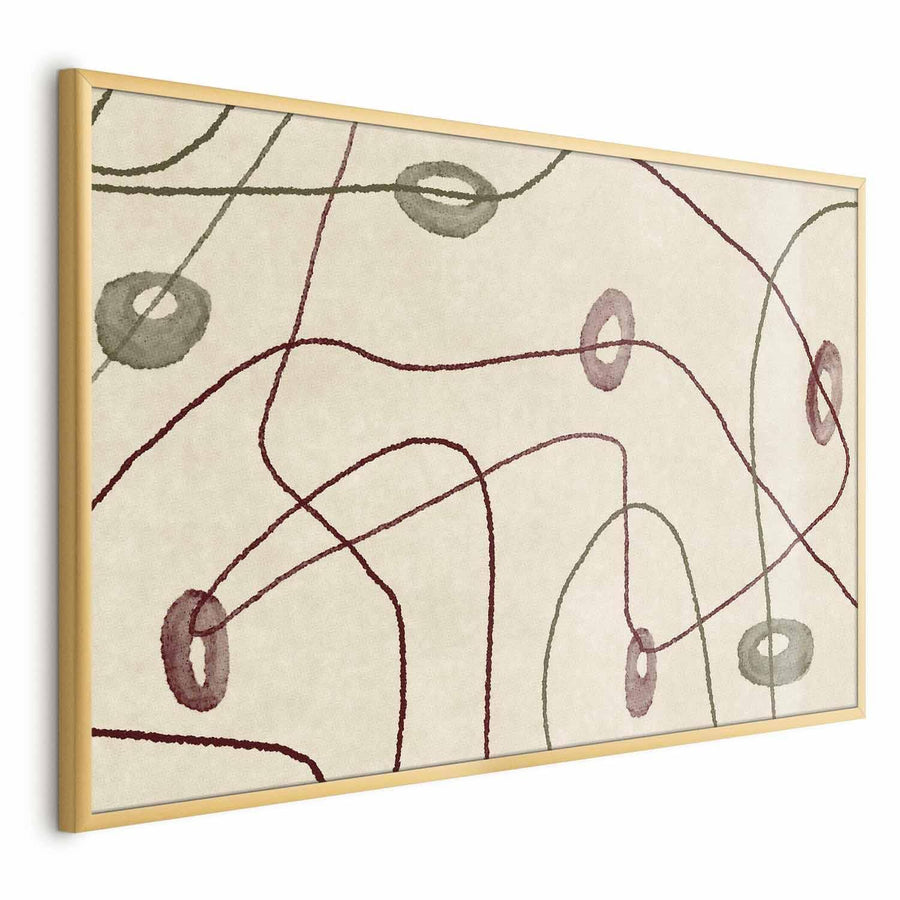 Poster - Lines and Shapes - a bead labyrinth on a pale, worn background Artgeist
