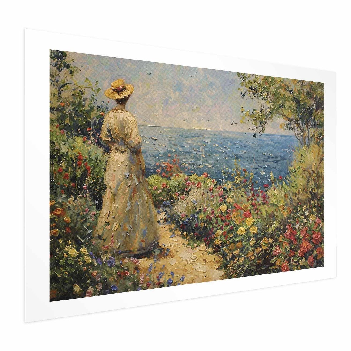 Poster - Nostalgic impression - a pensive woman contemplating