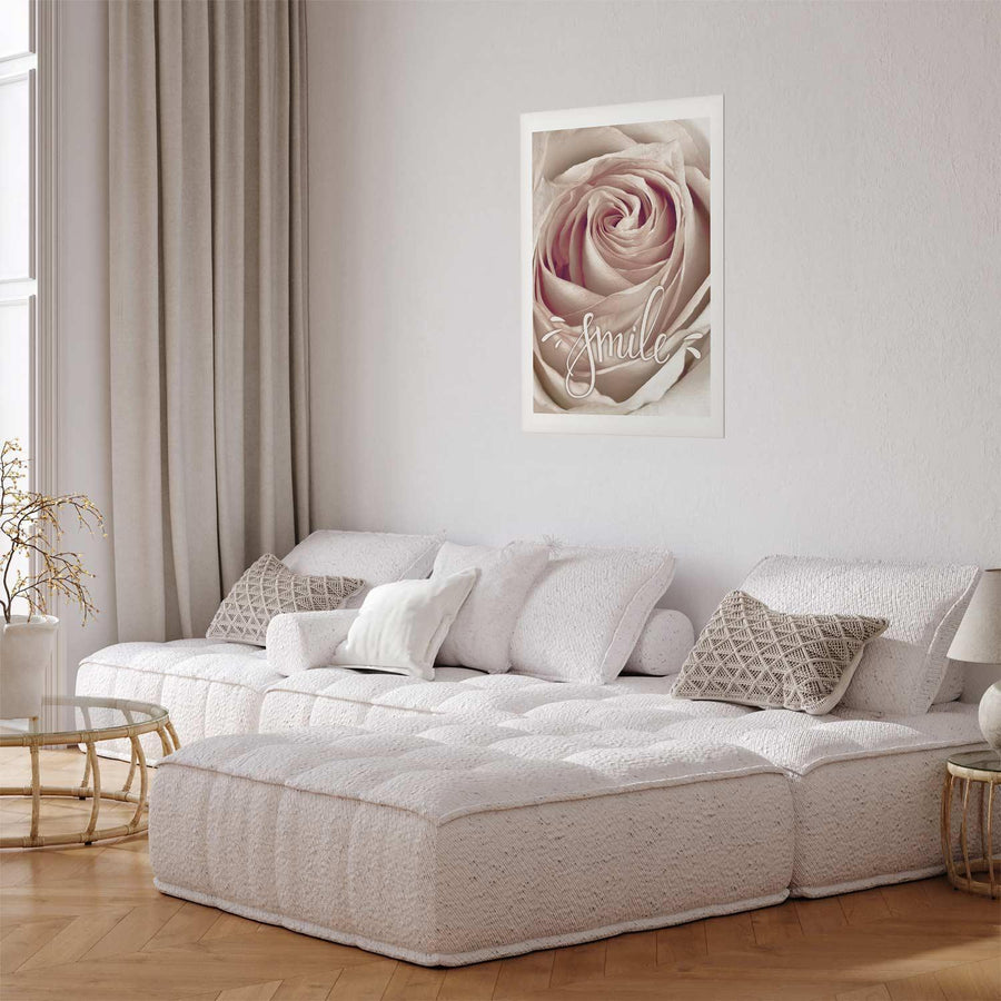 Poster - Smile featuring elegant rose design in modern living room decor.