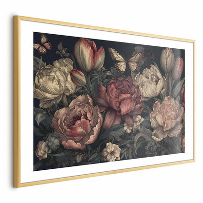 Poster - Flowers on a Turquoise Background