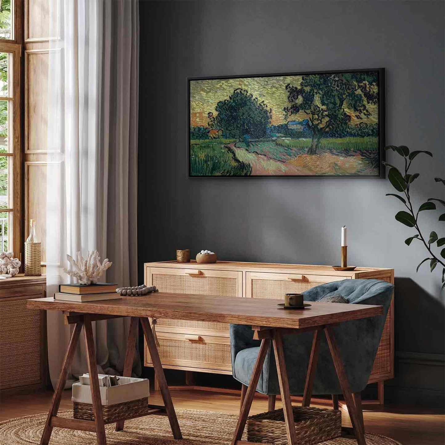 Leinwandbild - Vincent Van Gogh – Landscape with the Chateau of Auvers at Sunset