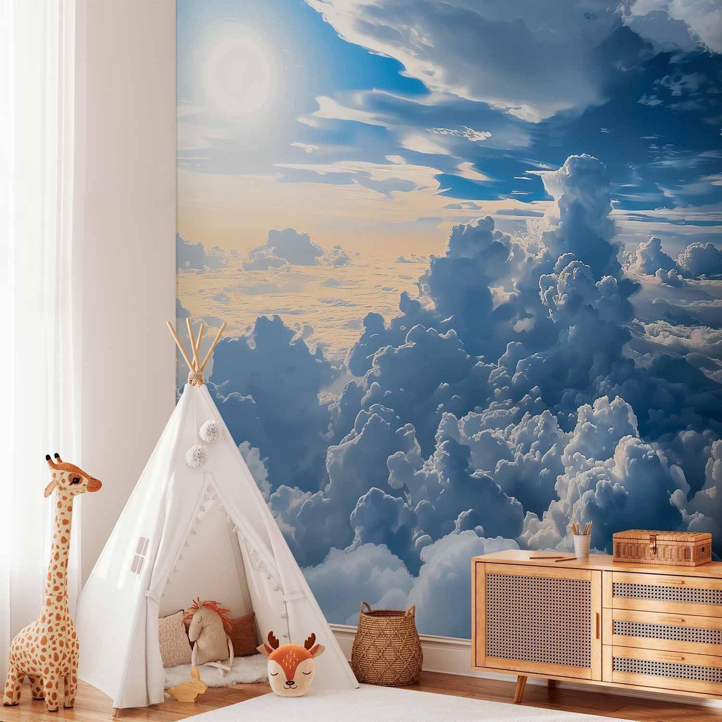 Fototapete - Symphony of Light: Sun and Clouds Collaborating on a Beautiful Sky