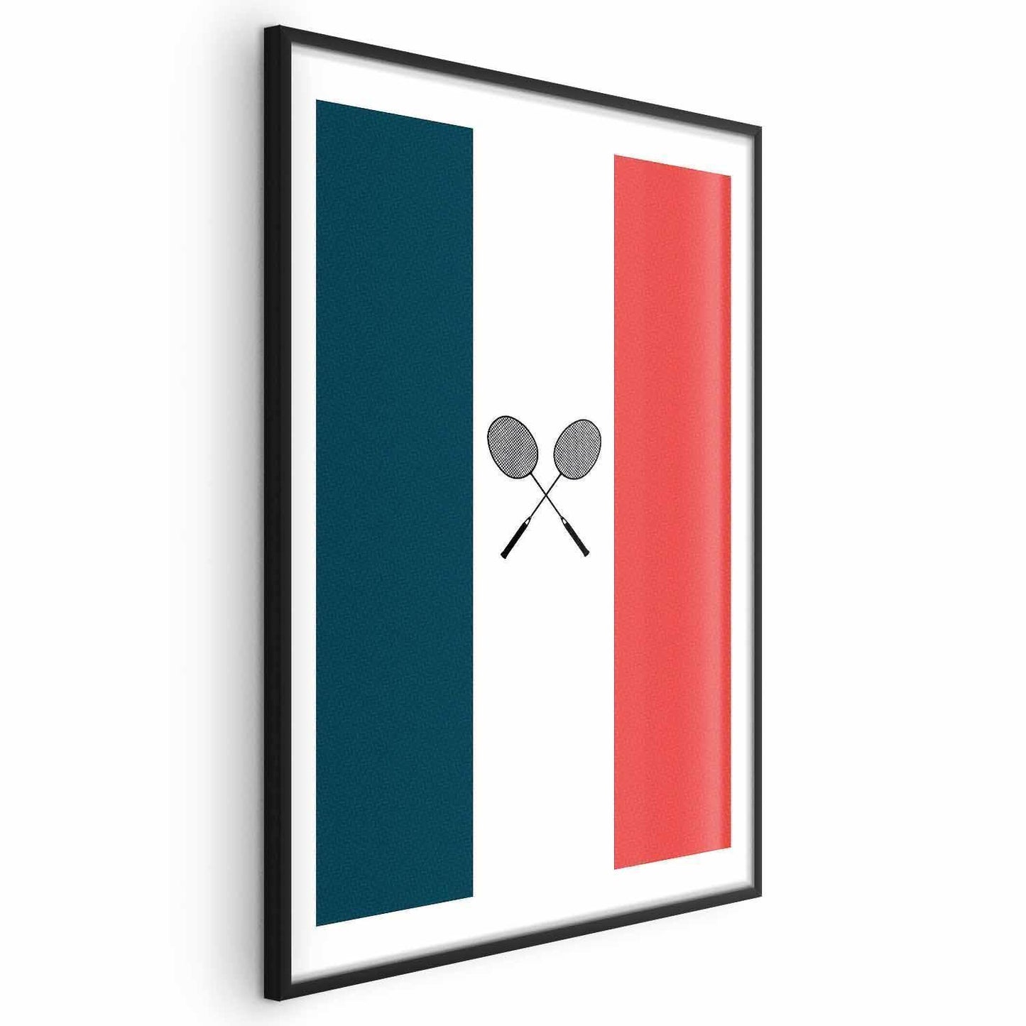 Poster - French Flags and Black Badminton Rackets