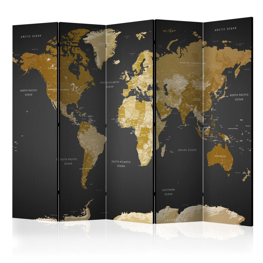 Paravent - World map on dark background Artgeist