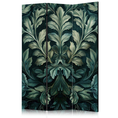 Paravent - Dark Green Victorian Leaves - Botanical Carved Composition Artgeist