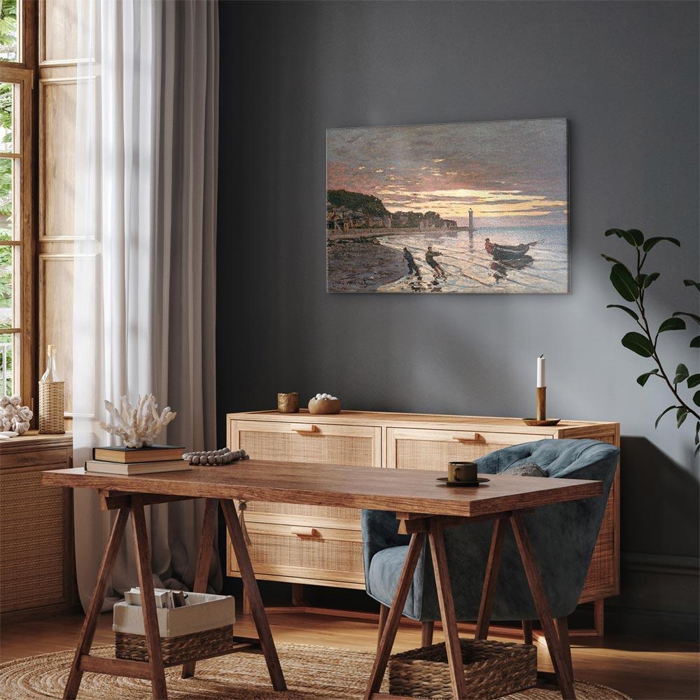 Leinwandbild - Claude Monet – Hauling a Boat Ashore, Honfleur