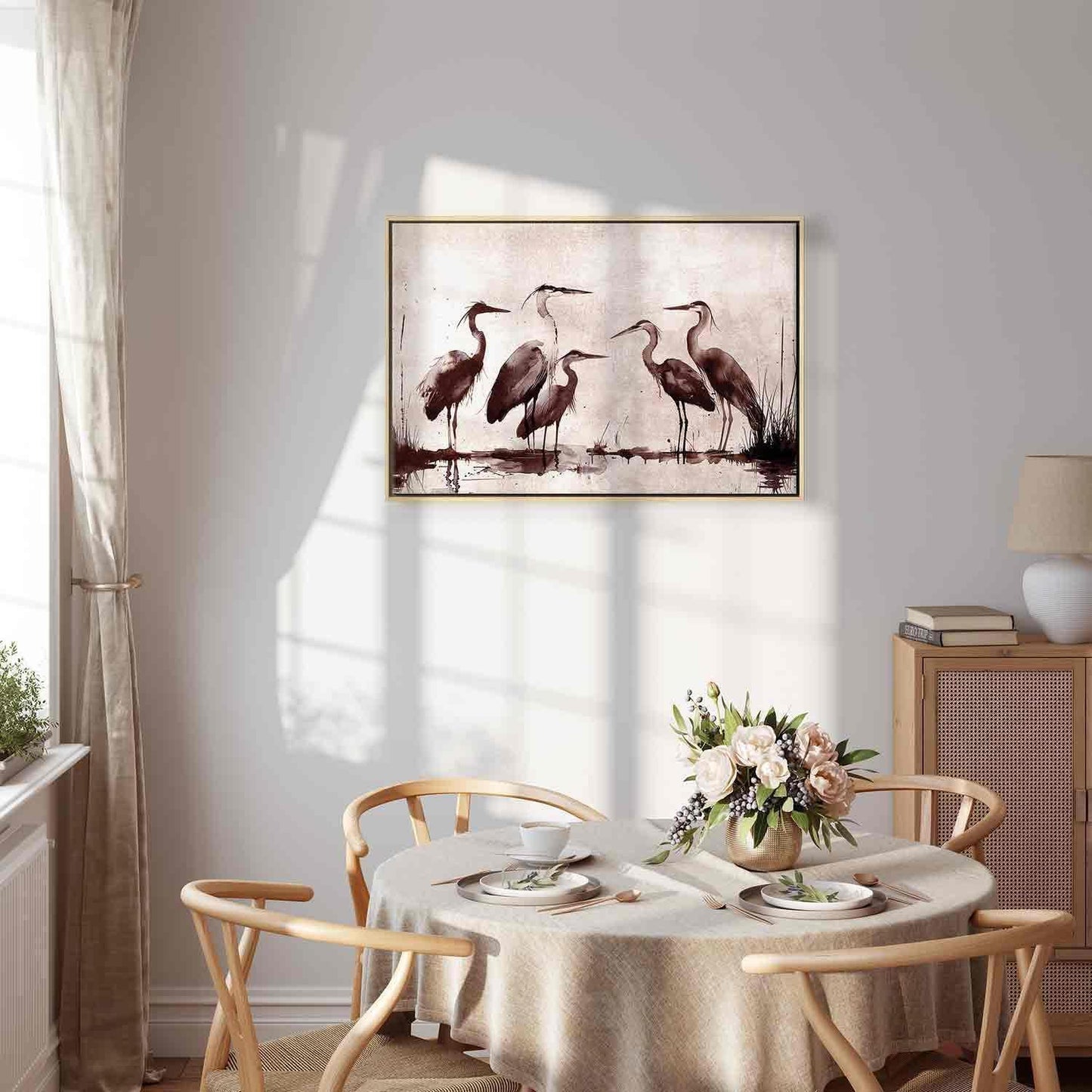 Leinwandbild - Herons painted with ink