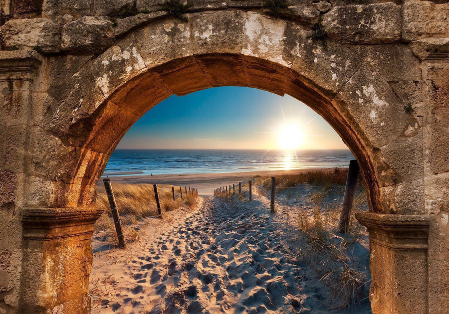 Fototapete „Bogen und Strand“ – Mediterranes Wandmotiv
