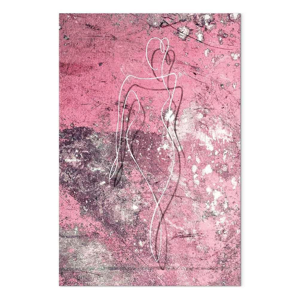 Leinwandbild - Figure on Pink Background (1-part) - Female Silhouette in Marble