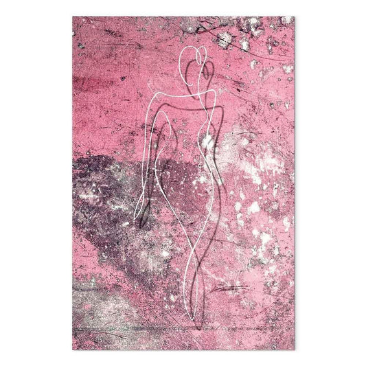 Leinwandbild - Figure on Pink Background (1-part) - Female Silhouette in Marble